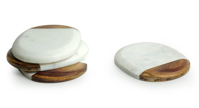 Vivienne Coasters Set of 4 (White & Brown) by Urban Ladder - Front View Design 1 - 433663