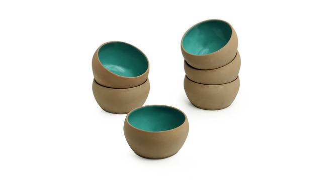 Willa Dining Bowl Set of 6 (Set of 6 Set, Turquoise Blue & Earthen Brown) by Urban Ladder - Front View Design 1 - 433664