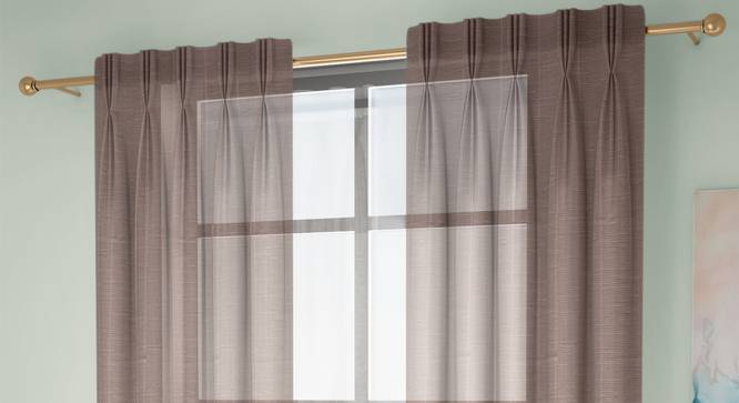 Astrid Door Curtains Set of 2 (Brown, American Pleat, 59 x 274 cm  (22" x 108") Curtain Size) by Urban Ladder - Front View Design 1 - 433801