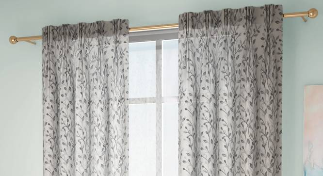 Alondra Door Curtains Set of 2 (Grey, American Pleat, 59 x 274 cm  (22" x 108") Curtain Size) by Urban Ladder - Front View Design 1 - 433810