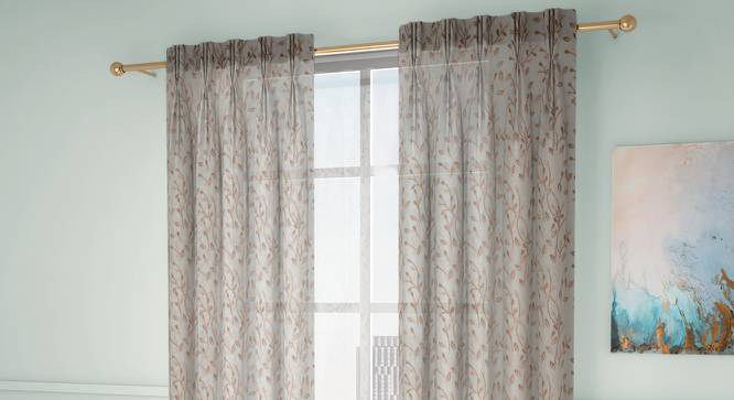 Alondra Door Curtains Set of 2 (Cream, American Pleat, 59 x 274 cm  (22" x 108") Curtain Size) by Urban Ladder - Front View Design 1 - 433812