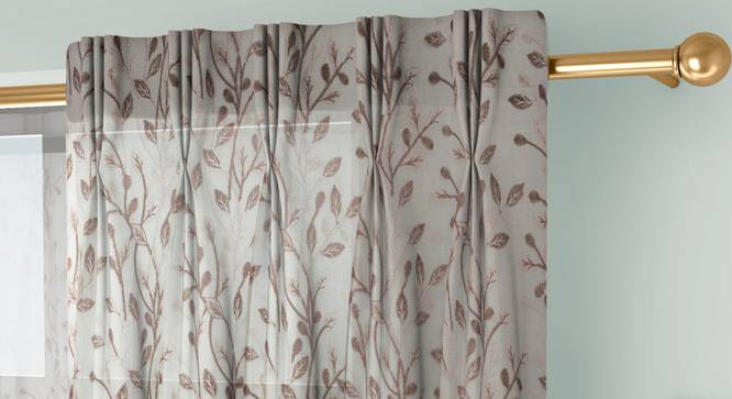 Alondra Door Curtains Set of 2 (Brown, American Pleat, 59 x 213 cm  (22" x 84") Curtain Size) by Urban Ladder - Cross View Design 1 - 433839