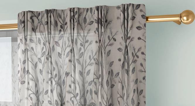 Alondra Window Curtains Set of 2 (Grey, American Pleat, 56 x 152 cm  (22" x 60") Curtain Size) by Urban Ladder - Cross View Design 1 - 433841