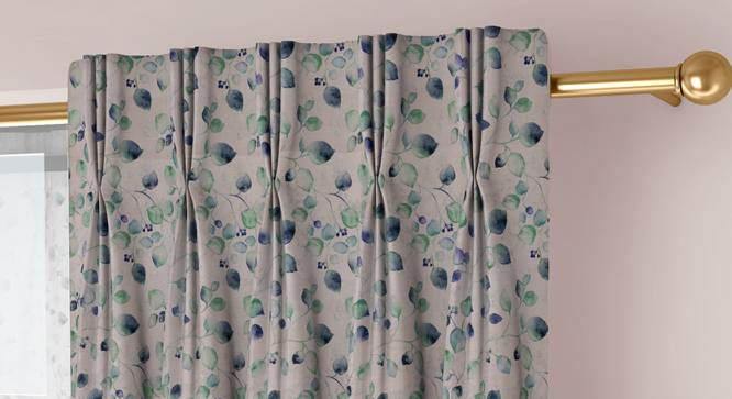 Kathryn Door Curtains Set of 2 (Aqua, American Pleat, 59 x 274 cm  (22" x 108") Curtain Size) by Urban Ladder - Cross View Design 1 - 433845