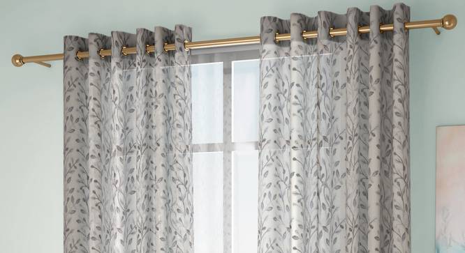 Alondra Door Curtains Set of 2 (Grey, Eyelet Pleat, 109 x 274 cm  (43" x 108") Curtain Size) by Urban Ladder - Front View Design 1 - 433904