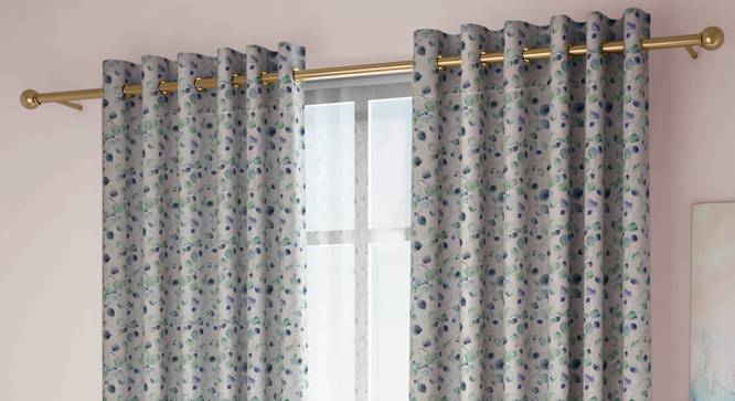 Kathryn Door Curtains Set of 2 (Aqua, Eyelet Pleat, 109 x 274 cm  (43" x 108") Curtain Size) by Urban Ladder - Front View Design 1 - 433913
