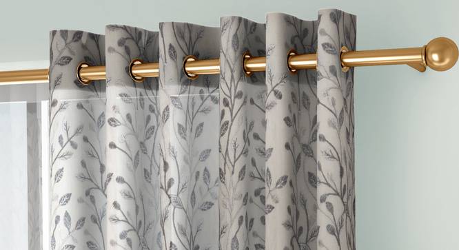 Alondra Door Curtains Set of 2 (Grey, Eyelet Pleat, 109 x 274 cm  (43" x 108") Curtain Size) by Urban Ladder - Cross View Design 1 - 433925