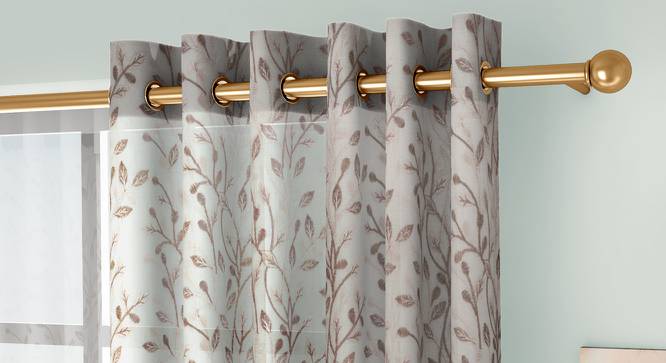 Alondra Door Curtains Set of 2 (Brown, Eyelet Pleat, 109 x 274 cm  (43" x 108") Curtain Size) by Urban Ladder - Cross View Design 1 - 433926