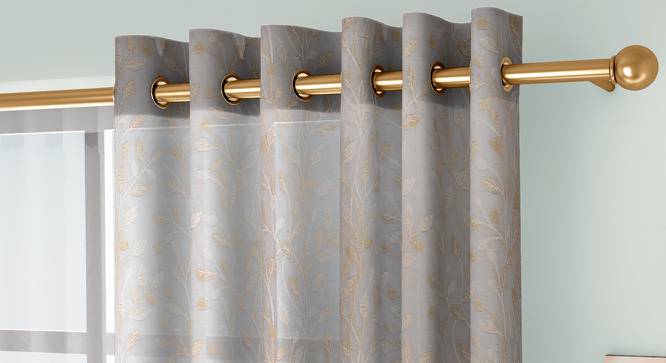 Alondra Window Curtains Set of 2 (Cream, Eyelet Pleat, 109 x 152 cm  (43" x 60") Curtain Size) by Urban Ladder - Cross View Design 1 - 433933