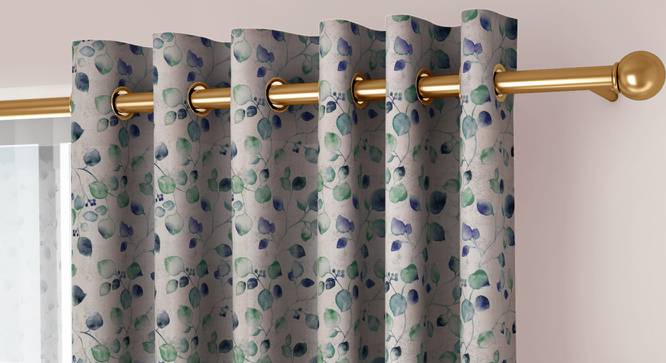 Kathryn Door Curtains Set of 2 (Aqua, Eyelet Pleat, 109 x 274 cm  (43" x 108") Curtain Size) by Urban Ladder - Cross View Design 1 - 433934