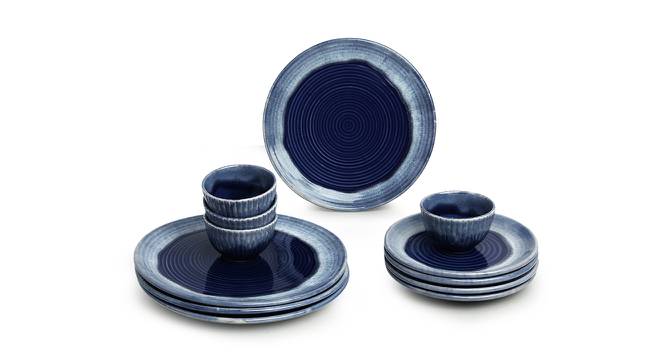 Matheo Dinner Plates, Side Plates & Katoris Set of 12 (Light and Dark Azure Blue, set of 12 Set) by Urban Ladder - Front View Design 1 - 433977