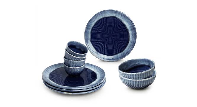 Matheo Dinner Plates, Serving Bowls & Katoris Set of 10 (Light and Dark Azure Blue, set of 10 Set) by Urban Ladder - Front View Design 1 - 433978