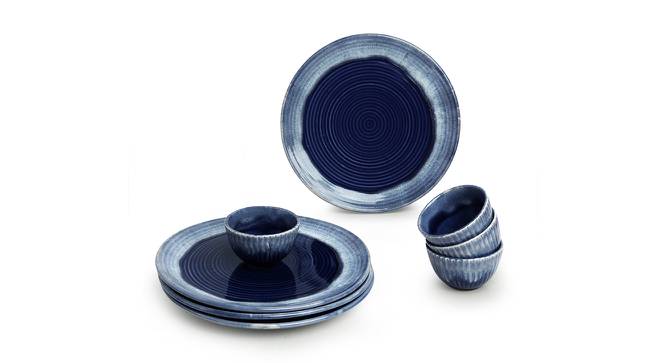 Matheo Dinner Plate With Katori (Light and Dark Azure Blue, set of 8 Set) by Urban Ladder - Front View Design 1 - 433980