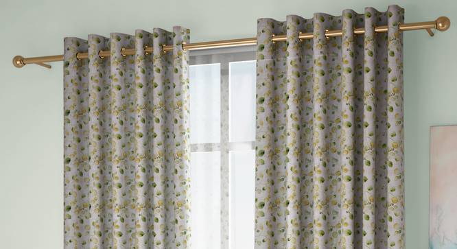 Kathryn Door Curtains Set of 2 (Green, Eyelet Pleat, 109 x 274 cm  (43" x 108") Curtain Size) by Urban Ladder - Front View Design 1 - 434088
