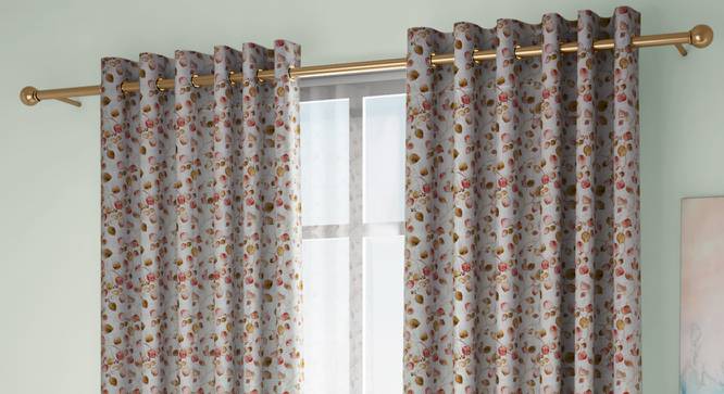 Kathryn Door Curtains Set of 2 (Red, Eyelet Pleat, 109 x 274 cm  (43" x 108") Curtain Size) by Urban Ladder - Front View Design 1 - 434089