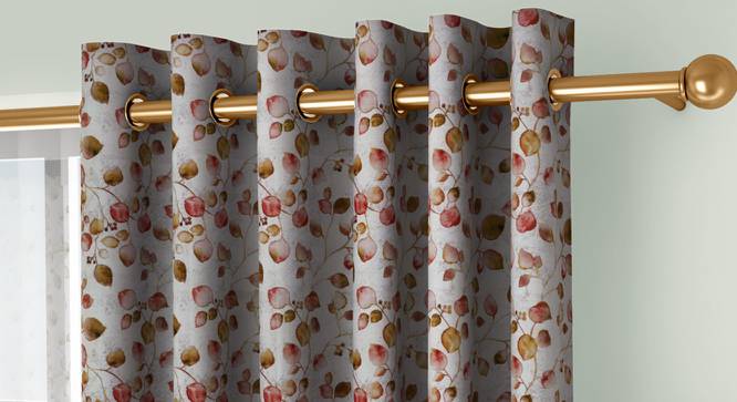 Kathryn Door Curtains Set of 2 (Red, Eyelet Pleat, 109 x 274 cm  (43" x 108") Curtain Size) by Urban Ladder - Cross View Design 1 - 434113