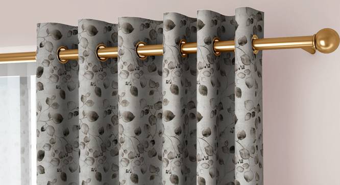 Kathryn Door Curtains Set of 2 (Olive Green, Eyelet Pleat, 109 x 274 cm  (43" x 108") Curtain Size) by Urban Ladder - Cross View Design 1 - 434114