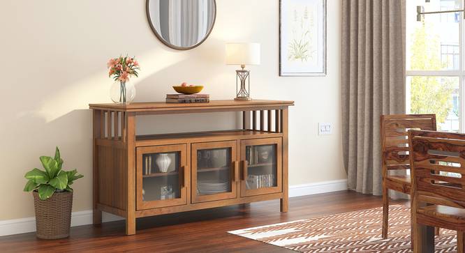 Rhodes Wide 3 Door Sideboard (Amber Walnut Finish) by Urban Ladder - Full View - 434130