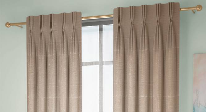 Legacy Window Curtains Set of 2 (Beige, American Pleat, 73 x 274 cm (29" x 108") Curtain Size) by Urban Ladder - Front View Design 1 - 434176