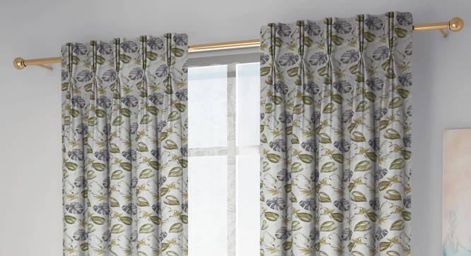 Kendra Door Curtains Set of 2 (Green, American Pleat, 73 x 274 cm (29" x 108") Curtain Size) by Urban Ladder - Front View Design 1 - 434185