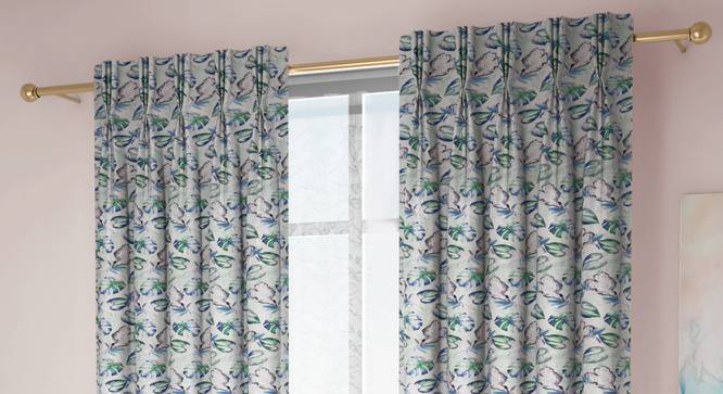 Kendra Door Curtains Set of 2 (Aqua, American Pleat, 73 x 274 cm (29" x 108") Curtain Size) by Urban Ladder - Front View Design 1 - 434186