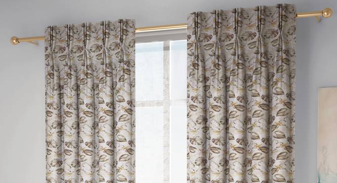 Kendra Window Curtains Set of 2 (Yellow, American Pleat, 73 x 152 cm (29" x 60") Curtain Size) by Urban Ladder - Front View Design 1 - 434194