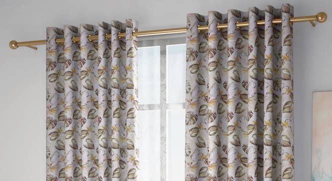 Kendra Door Curtains Set of 2 (Yellow, Eyelet Pleat, 129 x 274 cm  (51" x 108") Curtain Size) by Urban Ladder - Front View Design 1 - 434283
