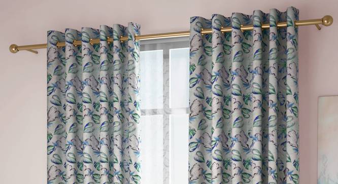 Kendra Door Curtains Set of 2 (Aqua, Eyelet Pleat, 129 x 274 cm  (51" x 108") Curtain Size) by Urban Ladder - Front View Design 1 - 434285