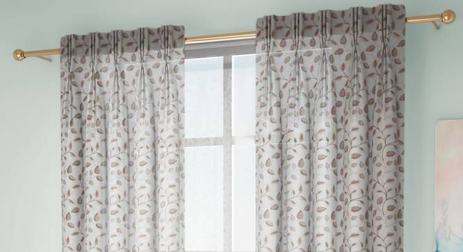 Liana Door Curtains Set of 2 (Brown, American Pleat, 59 x 274 cm  (22" x 108") Curtain Size) by Urban Ladder - Front View Design 1 - 434370