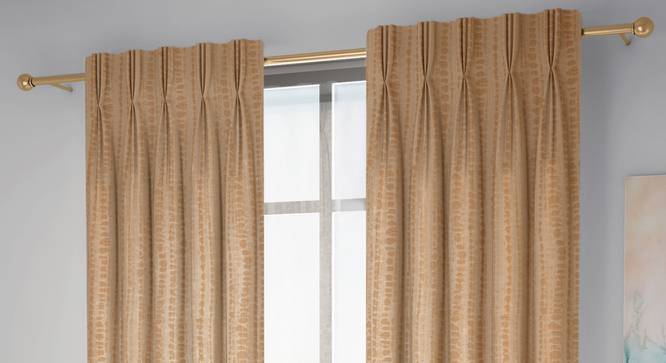 Legacy Window Curtains Set of 2 (Gold, American Pleat, 73 x 274 cm (29" x 108") Curtain Size) by Urban Ladder - Front View Design 1 - 434376