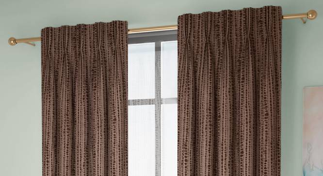 Legacy Window Curtains Set of 2 (Brown, American Pleat, 73 x 152 cm (29" x 60") Curtain Size) by Urban Ladder - Front View Design 1 - 434383