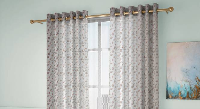 Liana Door Curtains Set of 2 (Brown, Eyelet Pleat, 109 x 274 cm  (43" x 108") Curtain Size) by Urban Ladder - Front View Design 1 - 434442