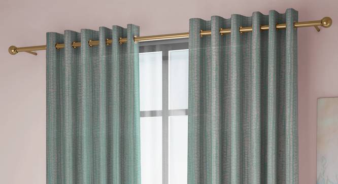 Legacy Window Curtains Set of 2 (Bottle Green, Eyelet Pleat, 129 x 274 cm  (51" x 108") Curtain Size) by Urban Ladder - Front View Design 1 - 434446