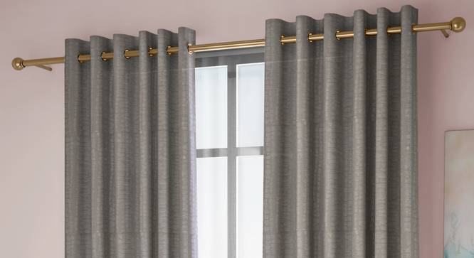 Legacy Window Curtains Set of 2 (Grey, Eyelet Pleat, 129 x 274 cm  (51" x 108") Curtain Size) by Urban Ladder - Front View Design 1 - 434447
