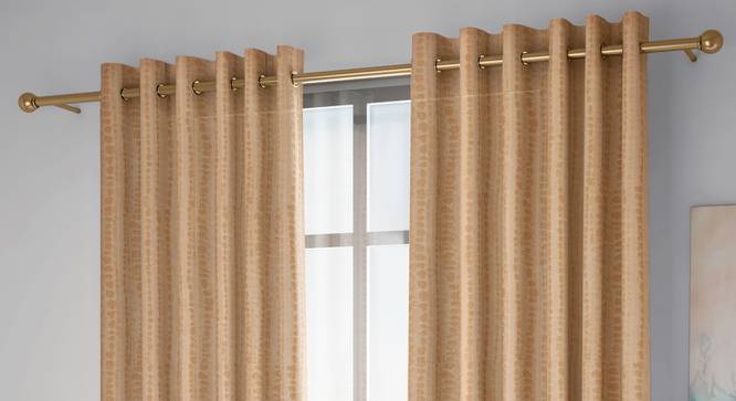 Legacy Window Curtains Set of 2 (Gold, Eyelet Pleat, 129 x 274 cm  (51" x 108") Curtain Size) by Urban Ladder - Front View Design 1 - 434448