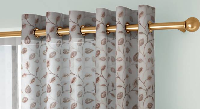 Liana Door Curtains Set of 2 (Brown, Eyelet Pleat, 109 x 274 cm  (43" x 108") Curtain Size) by Urban Ladder - Cross View Design 1 - 434460