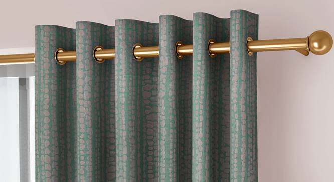 Legacy Window Curtains Set of 2 (Bottle Green, Eyelet Pleat, 129 x 213 cm  (51" x 84") Curtain Size) by Urban Ladder - Cross View Design 1 - 434469