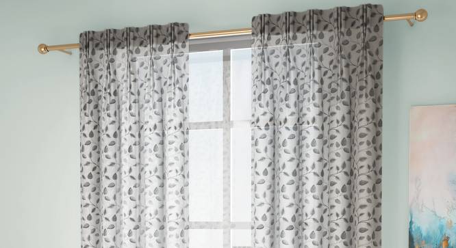 Liana Door Curtains Set of 2 (Grey, American Pleat, 59 x 274 cm  (22" x 108") Curtain Size) by Urban Ladder - Front View Design 1 - 434516