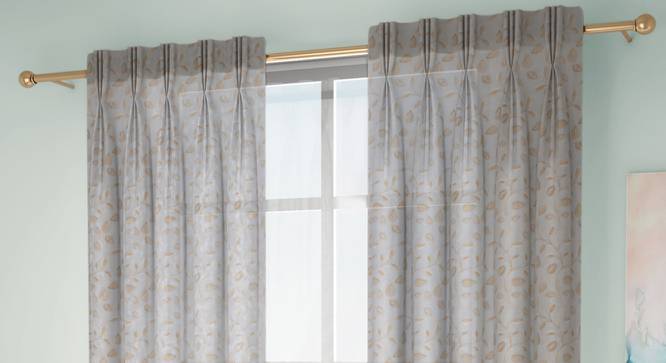 Liana Door Curtains Set of 2 (Cream, American Pleat, 59 x 213 cm  (22" x 84") Curtain Size) by Urban Ladder - Front View Design 1 - 434520