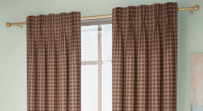 Mira Door Curtains Set of 2 (Brown, American Pleat, 73 x 274 cm (29" x 108") Curtain Size) by Urban Ladder - Front View Design 1 - 434523