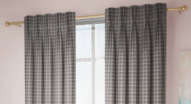 Mira Door Curtains Set of 2 (Grey, American Pleat, 73 x 274 cm (29" x 108") Curtain Size) by Urban Ladder - Front View Design 1 - 434524