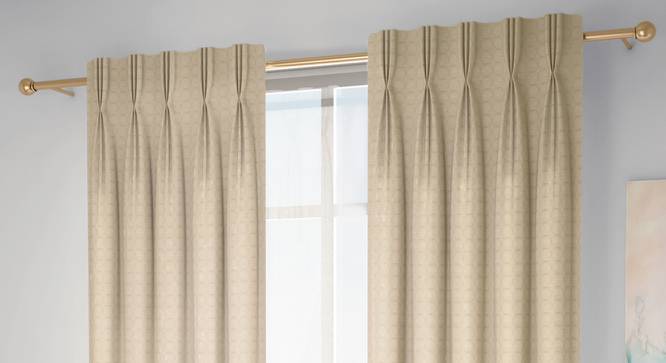 Mira Door Curtains Set of 2 (Cream, American Pleat, 73 x 274 cm (29" x 108") Curtain Size) by Urban Ladder - Front View Design 1 - 434525