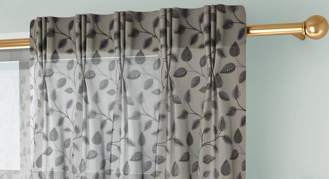 Liana Window Curtains Set of 2 (Grey, American Pleat, 56 x 152 cm  (22" x 60") Curtain Size) by Urban Ladder - Cross View Design 1 - 434539