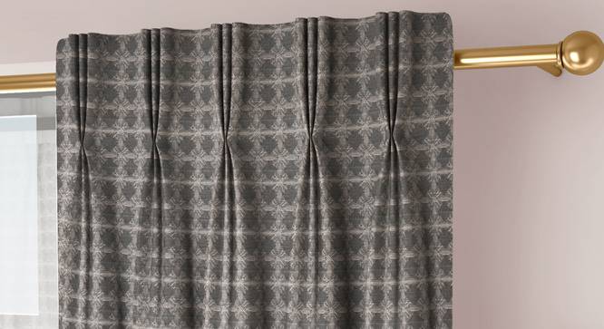 Mira Door Curtains Set of 2 (Grey, American Pleat, 73 x 274 cm (29" x 108") Curtain Size) by Urban Ladder - Cross View Design 1 - 434542