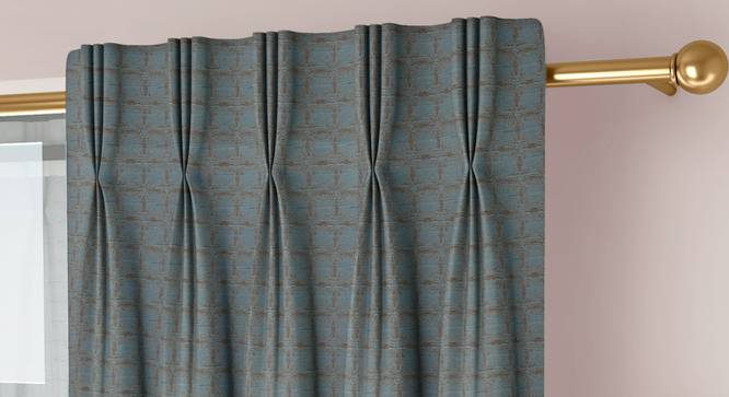 Mira Door Curtains Set of 2 (Powder Blue, American Pleat, 73 x 213 cm (29" x 84") Curtain Size) by Urban Ladder - Cross View Design 1 - 434548