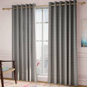 Door Curtains Design Mira Door Curtains Set of 2 (Grey, Eyelet Pleat, 129 x 213 cm  (51" x 84") Curtain Size)