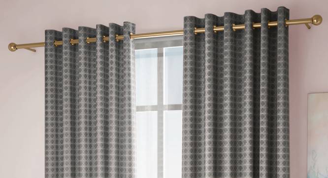 Mira Door Curtains Set of 2 (Grey, Eyelet Pleat, 129 x 274 cm  (51" x 108") Curtain Size) by Urban Ladder - Front View Design 1 - 434596