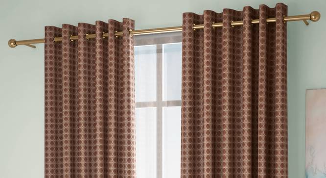 Mira Window Curtains Set of 2 (Brown, Eyelet Pleat, 129 x 152 cm  (51" x 60") Curtain Size) by Urban Ladder - Front View Design 1 - 434603