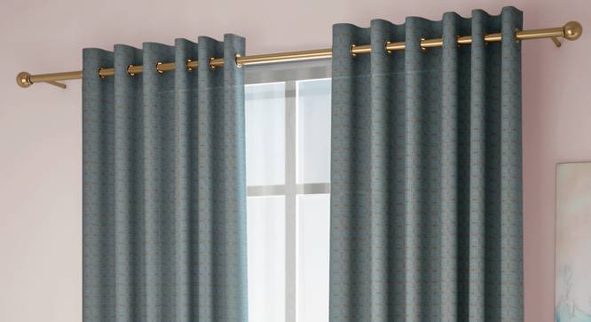 Mira Window Curtains Set of 2 (Powder Blue, Eyelet Pleat, 129 x 152 cm  (51" x 60") Curtain Size) by Urban Ladder - Front View Design 1 - 434606