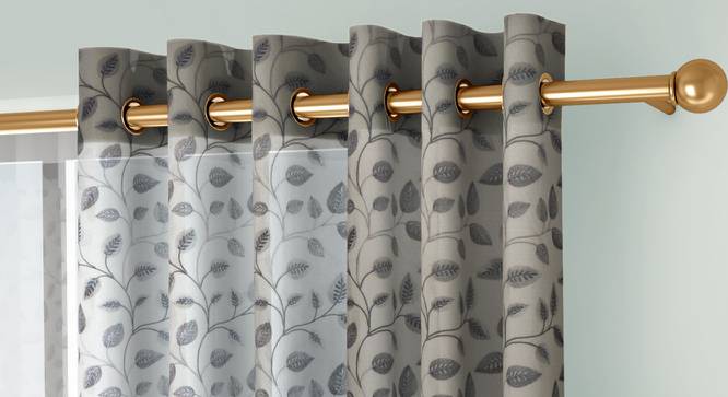 Liana Door Curtains Set of 2 (Grey, Eyelet Pleat, 109 x 274 cm  (43" x 108") Curtain Size) by Urban Ladder - Cross View Design 1 - 434607